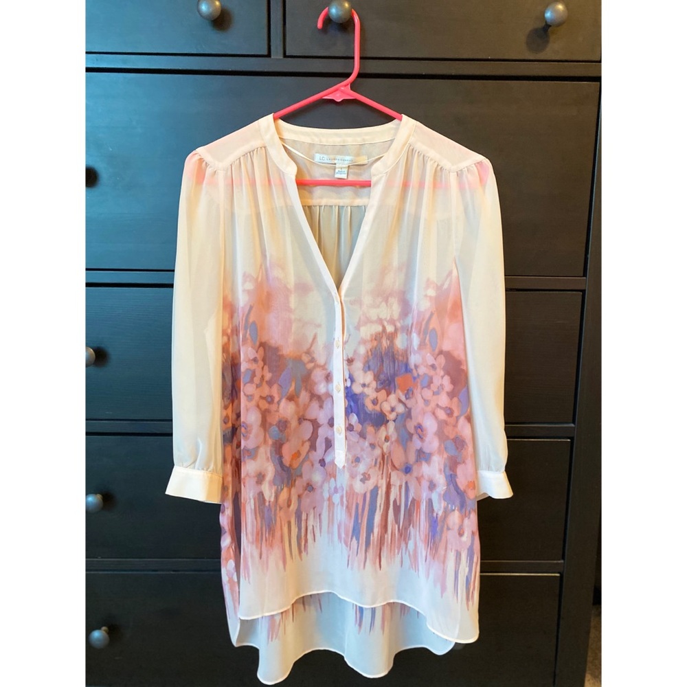 LC Lauren Conrad Flowered Blouse